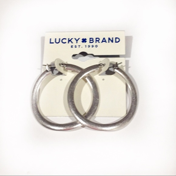 Lucky Brand Silver Hoops - Picture 4 of 5